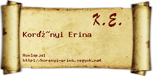 Korényi Erina névjegykártya